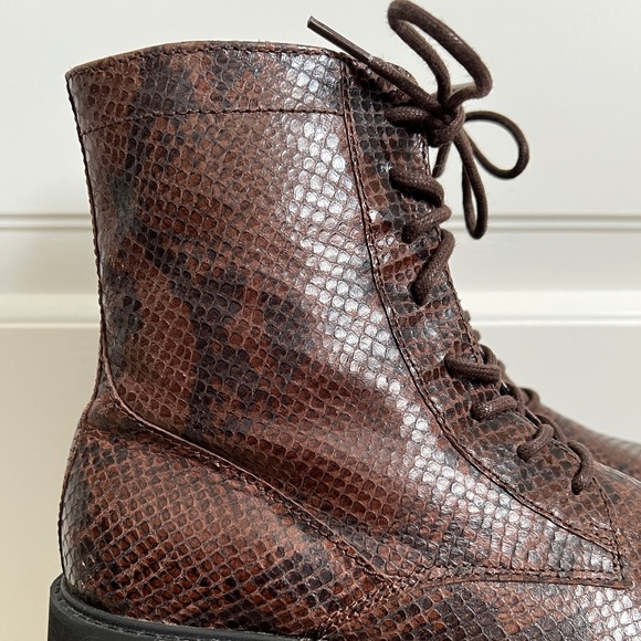 Rachel Comey Halt Snakeskin Embossed Lace-Up Combat Boots - Picture 12 of 14